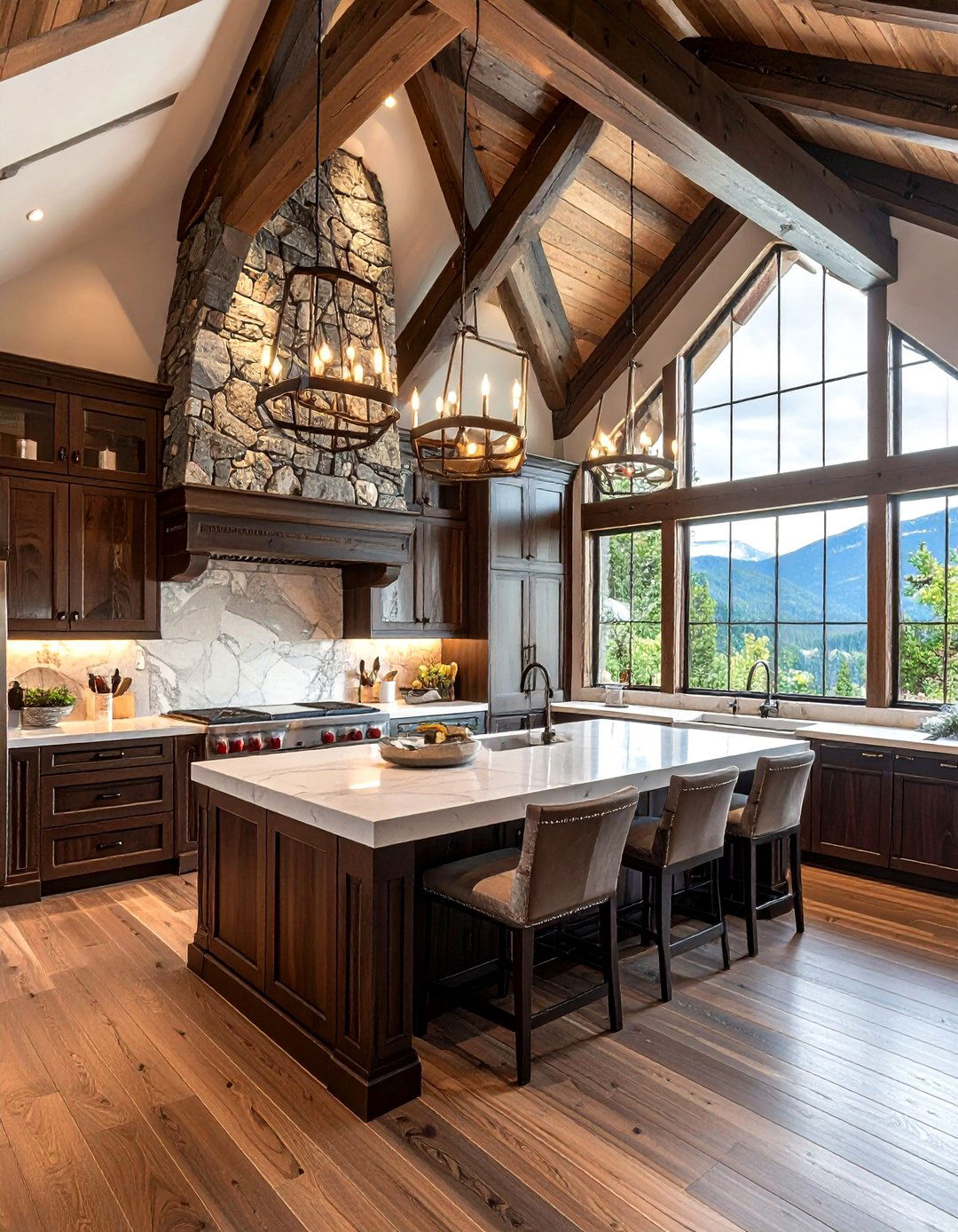 Luxury Mountain Retreat Kitchen - 30 rustic cabin kitchen ideas