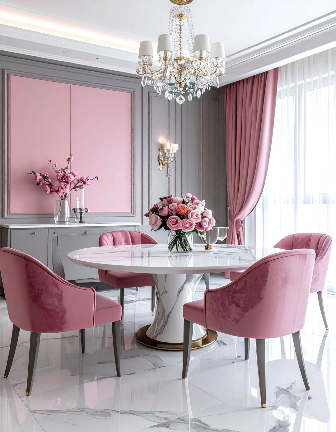 Luxury Pink And Gray Dining Room - 30 pink and gray dining room ideas