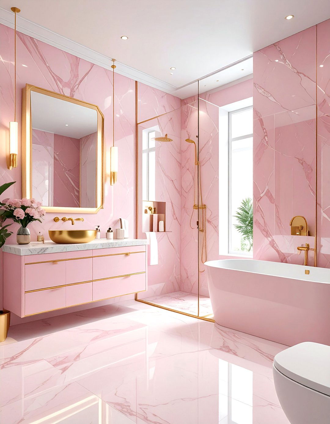 Luxury Pink Gold Master Bathroom - 30 pink and gold bathroom ideas