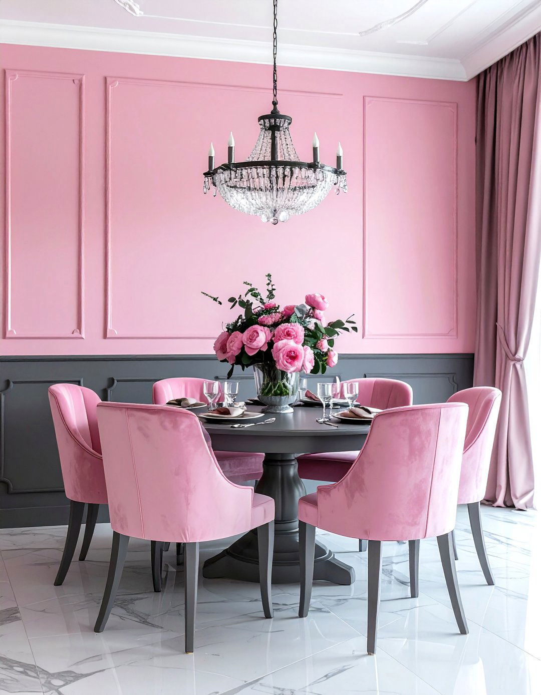 Luxury Pink Gray Formal Dining - 30 pink gray dining room ideas