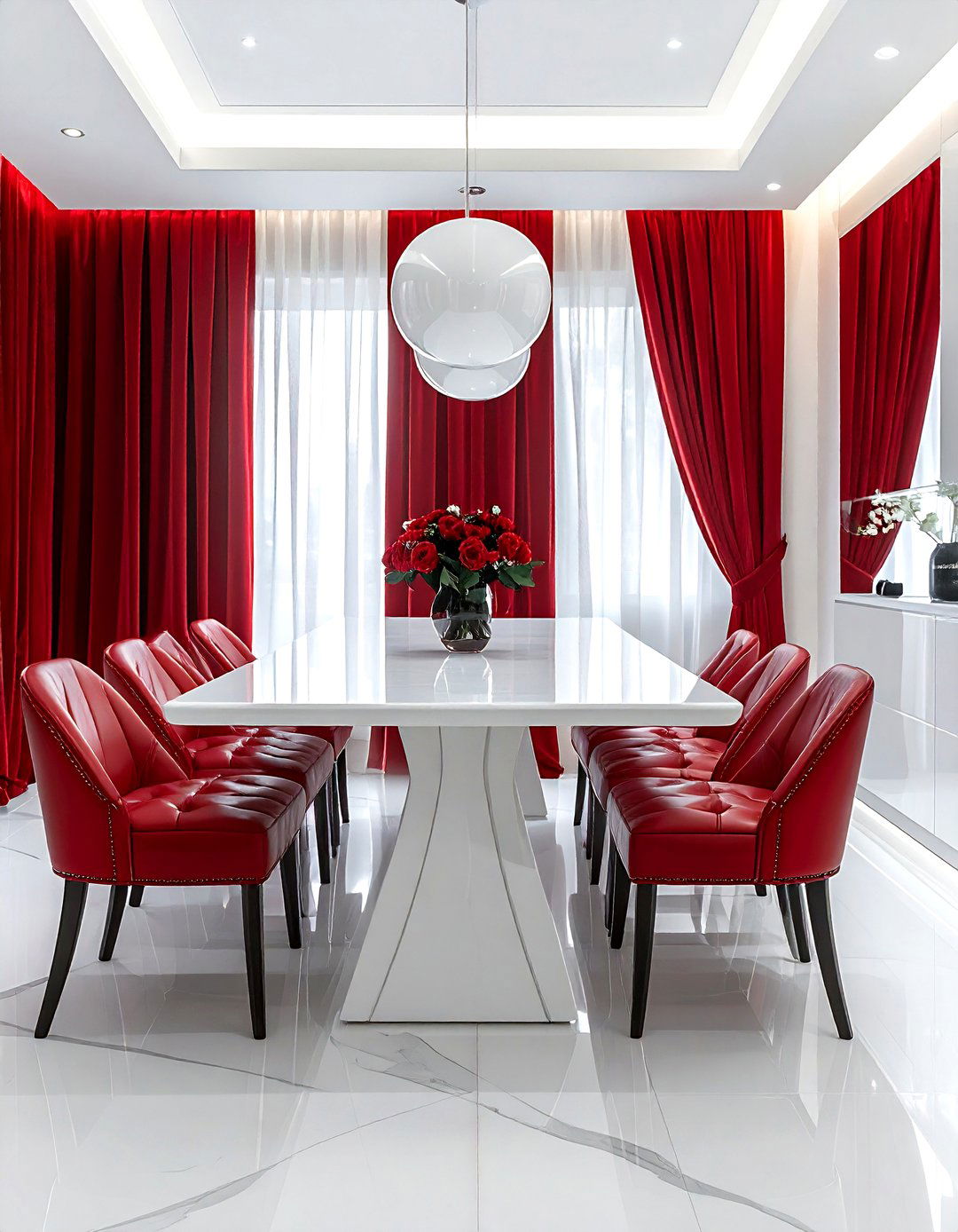 Luxury Red White Dining Room Design - 30 red and white dining room ideas