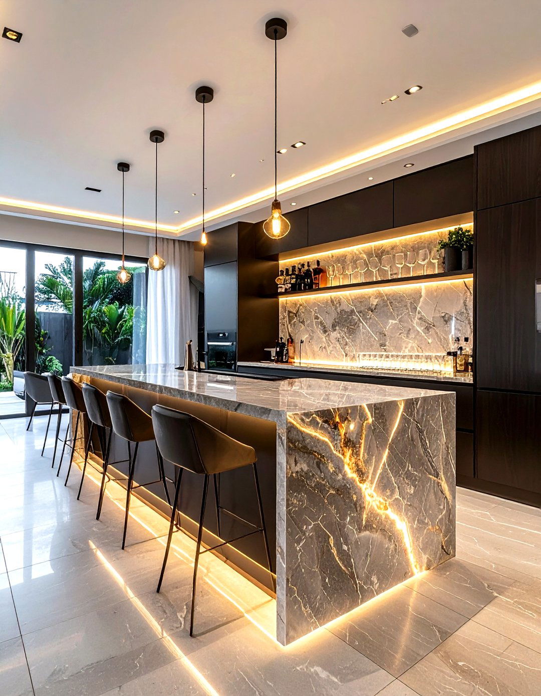 Luxury Stone Drink Center - 30 kitchen home bar ideas