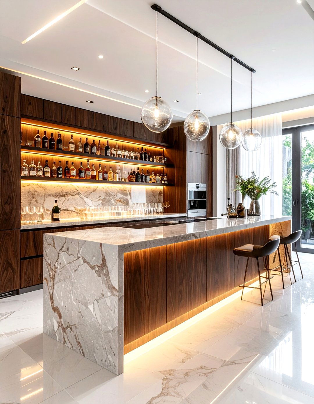 Luxury Stone Drink Counter - 30 dining room drink station ideas