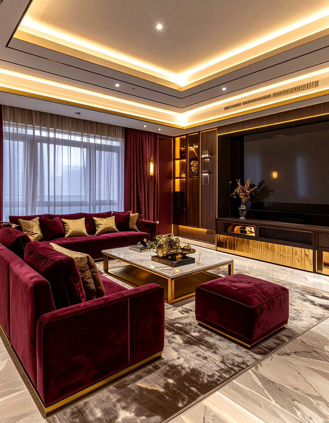 Luxury Velvet Seating Media Room - 30 living room projector ideas