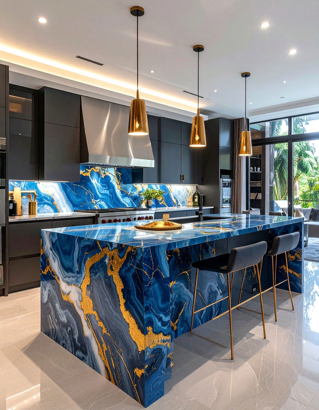 Luxury Waterfall Island - 30 waterfall kitchen island ideas