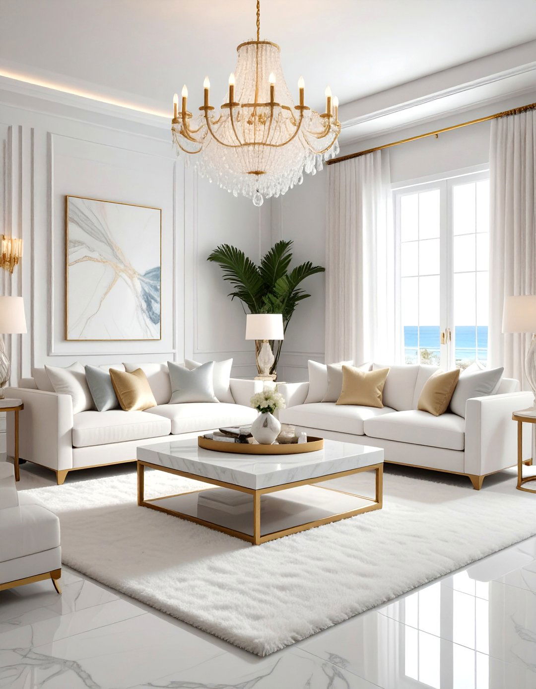 Luxury White Coastal Living Room - 30 coastal white living room ideas