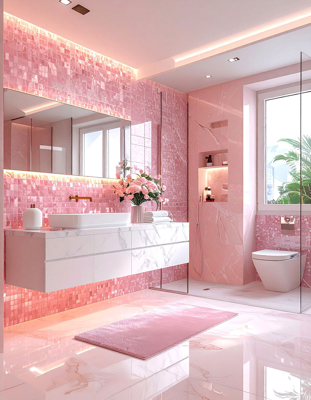 Luxury blush bathroom - 30 blush and white bathroom ideas