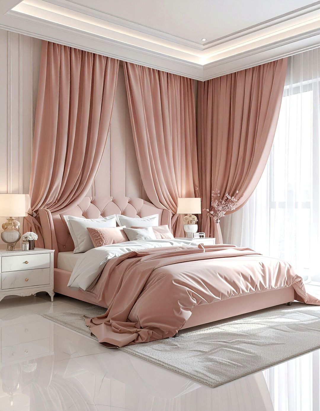 Luxury blush bedroom - 30 blush and white bedroom ideas