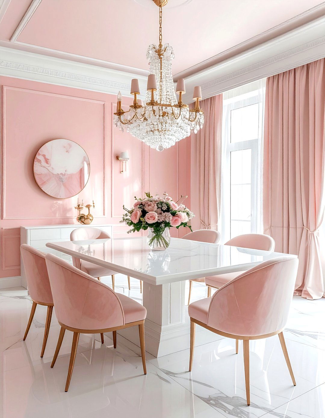 Luxury blush white dining room - 30 blush and white dining room ideas