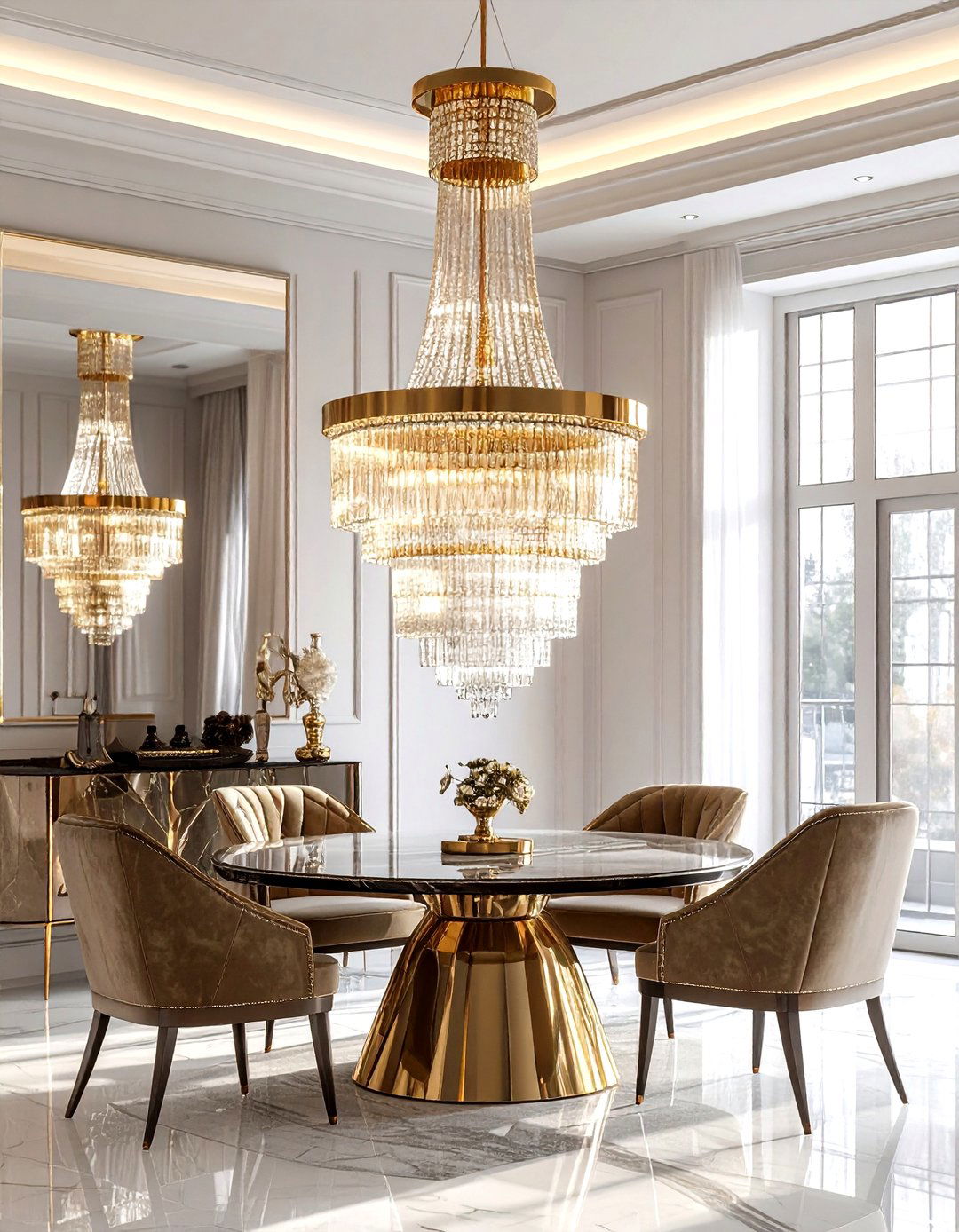 Luxury brass crystal fringe light - 30 brass chandelier dining room ideas