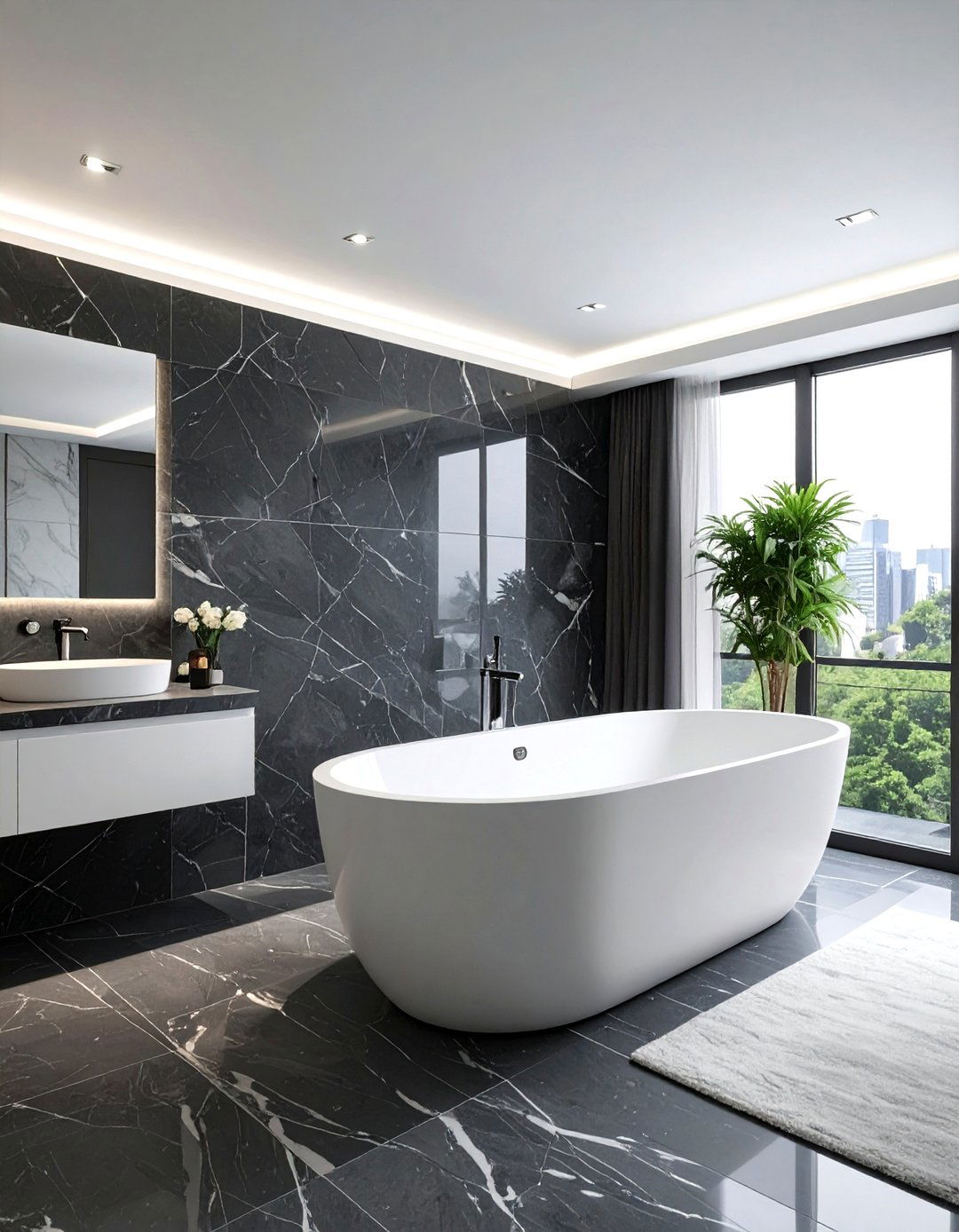 Luxury charcoal marble bathroom - 30 charcoal and white bathroom ideas