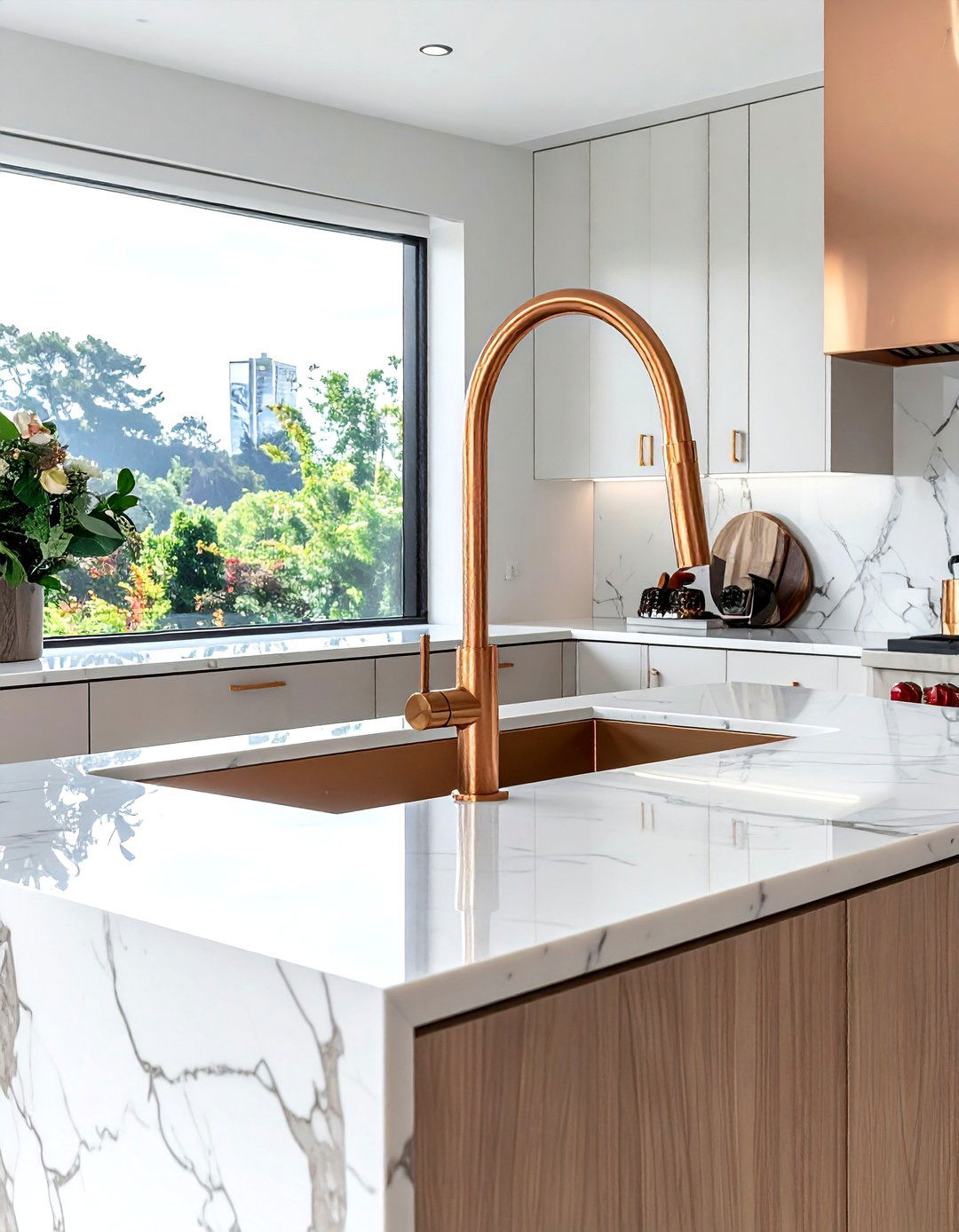 Luxury copper faucet for island sink - 30 copper kitchen faucet ideas