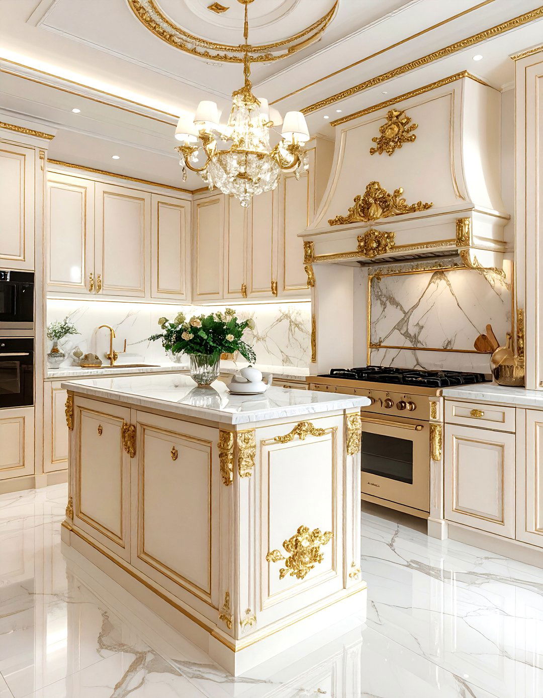Luxury cream kitchen with gold - 30 cream kitchen design ideas