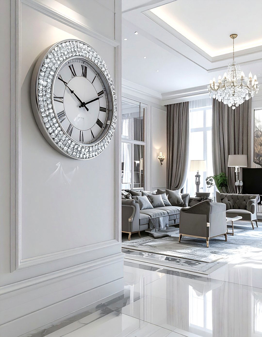 Luxury crystal wall clock - 30 wall clock ideas