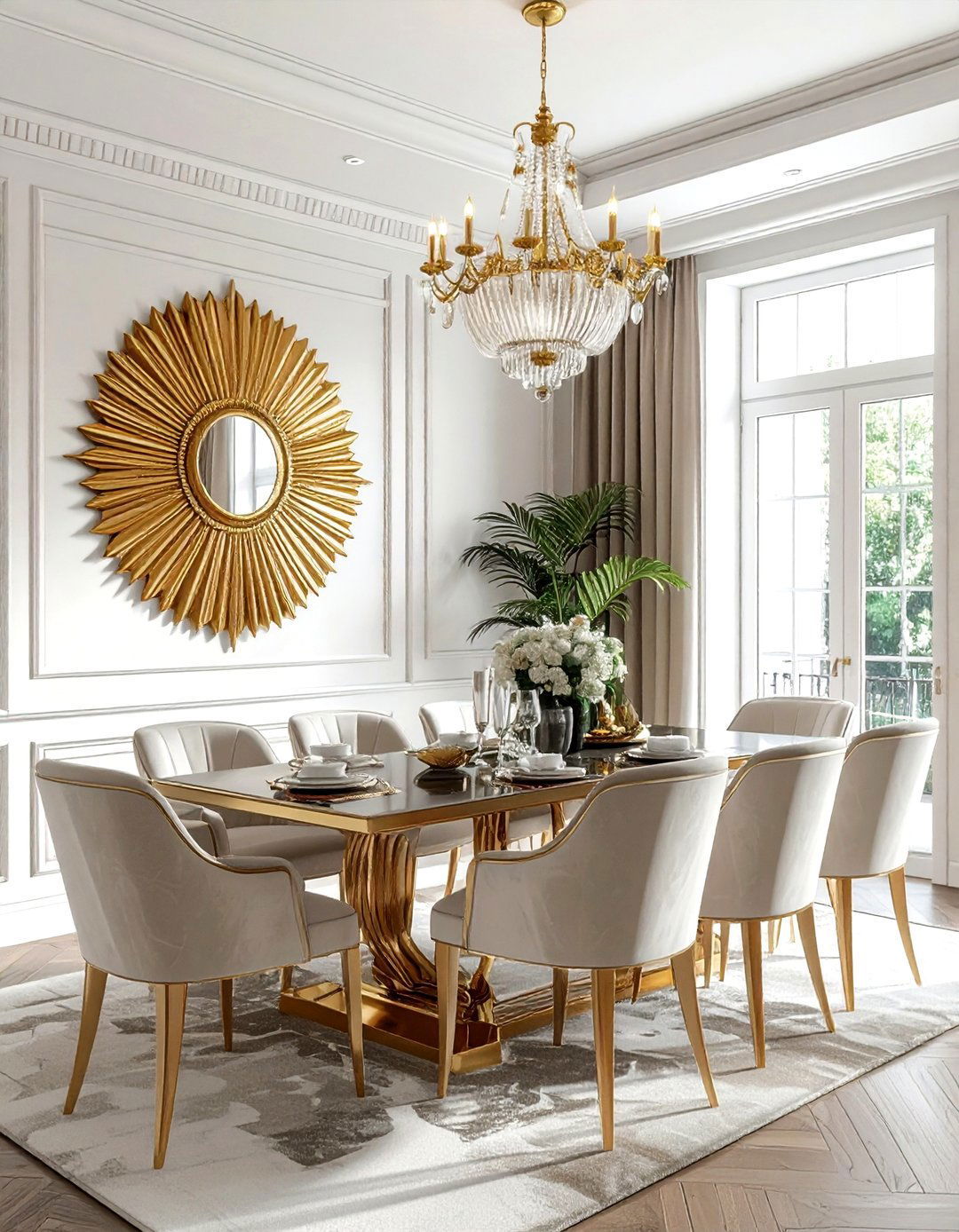 Luxury dining room gold mirror - 30 sunburst mirror dining room ideas