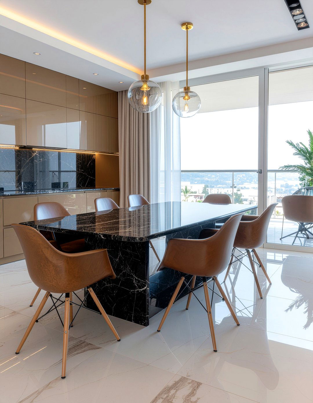 Luxury dining room with leather Eames chairs - 30 Eames dining chair ideas