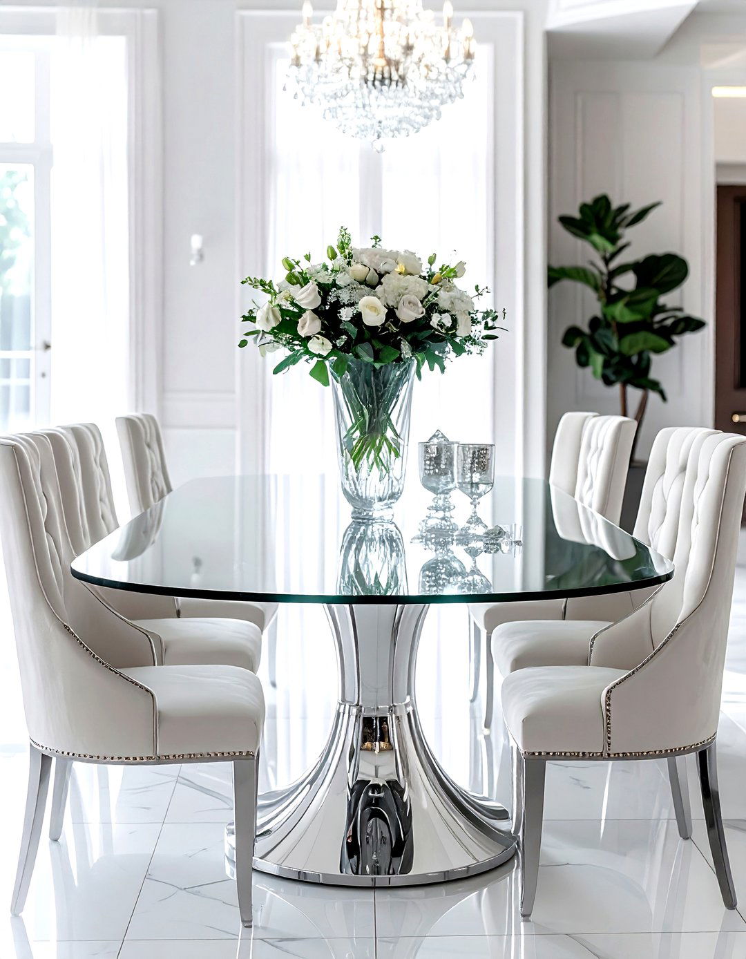 Luxury glass dining table - 30 glass dining table ideas