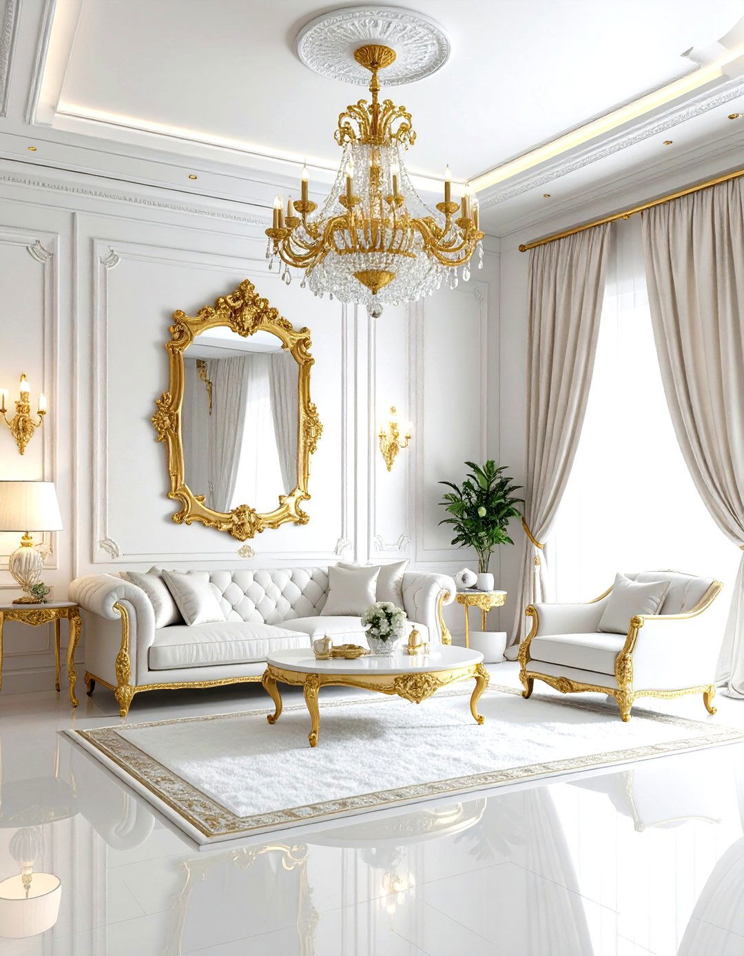 Luxury gold and white living room - 30 gold and white living room ideas