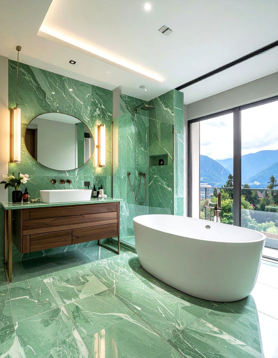 30 Luxurious Green Marble Bathroom Ideas for a High-End Look