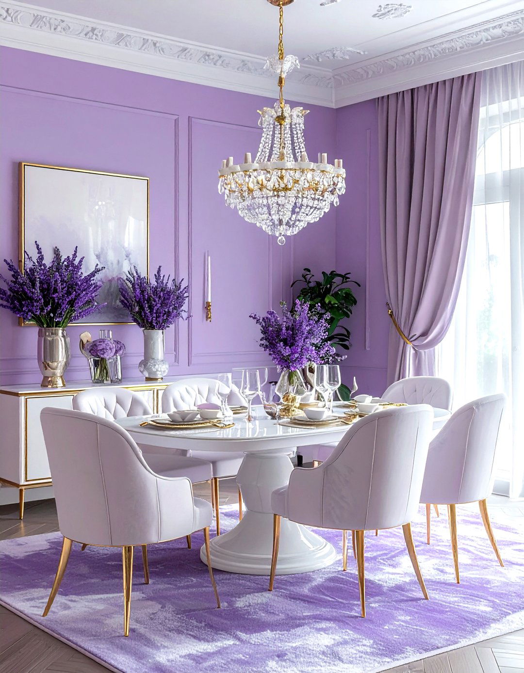 Luxury lavender dining room - 30 lavender and white dining room ideas