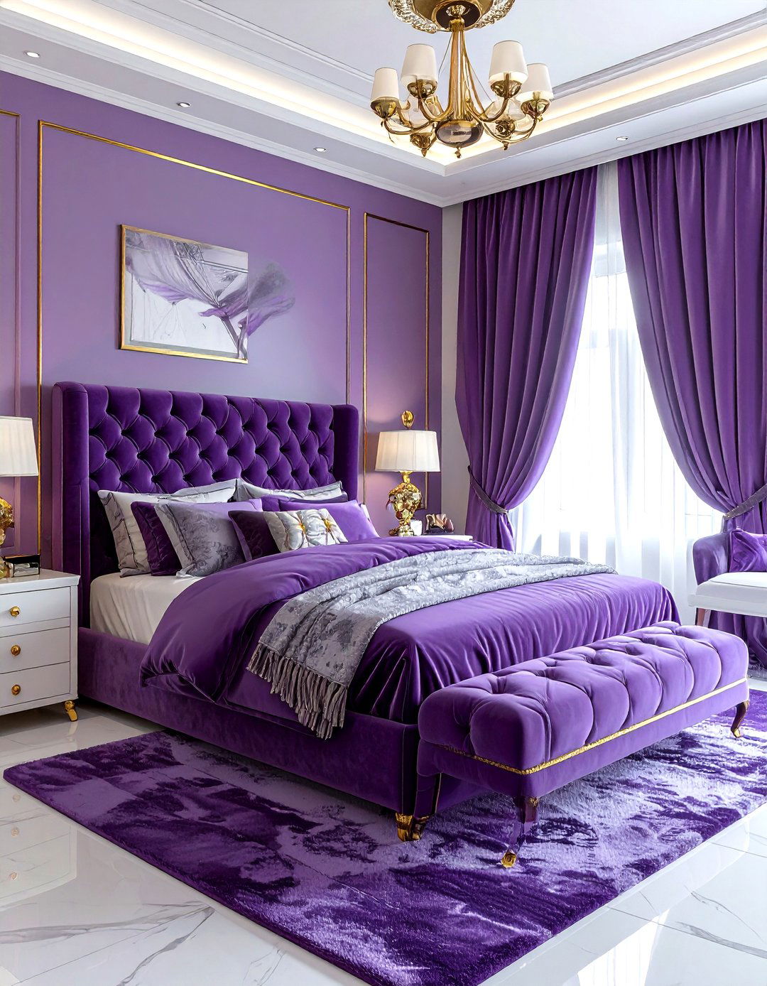 Luxury lavender velvet bedroom - 30 lavender and white bedroom ideas