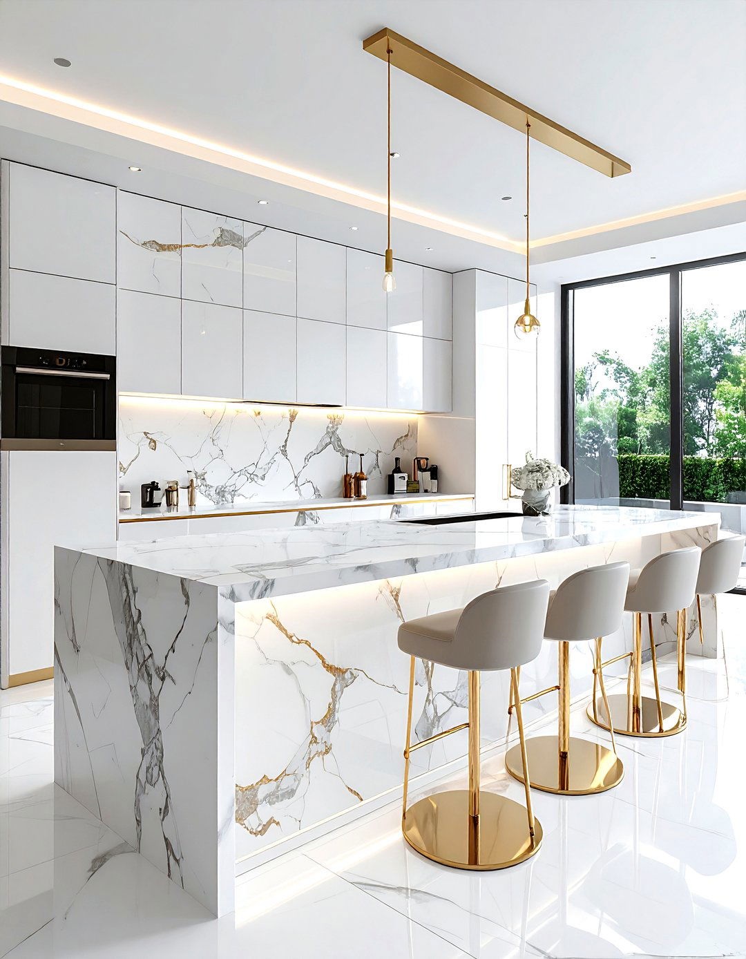Luxury marble dry bar - 30 kitchen dry bar ideas