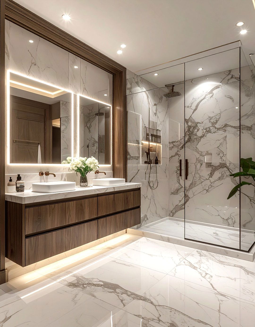 Luxury marble ensuite bathroom - 30 Statuario marble bathroom ideas
