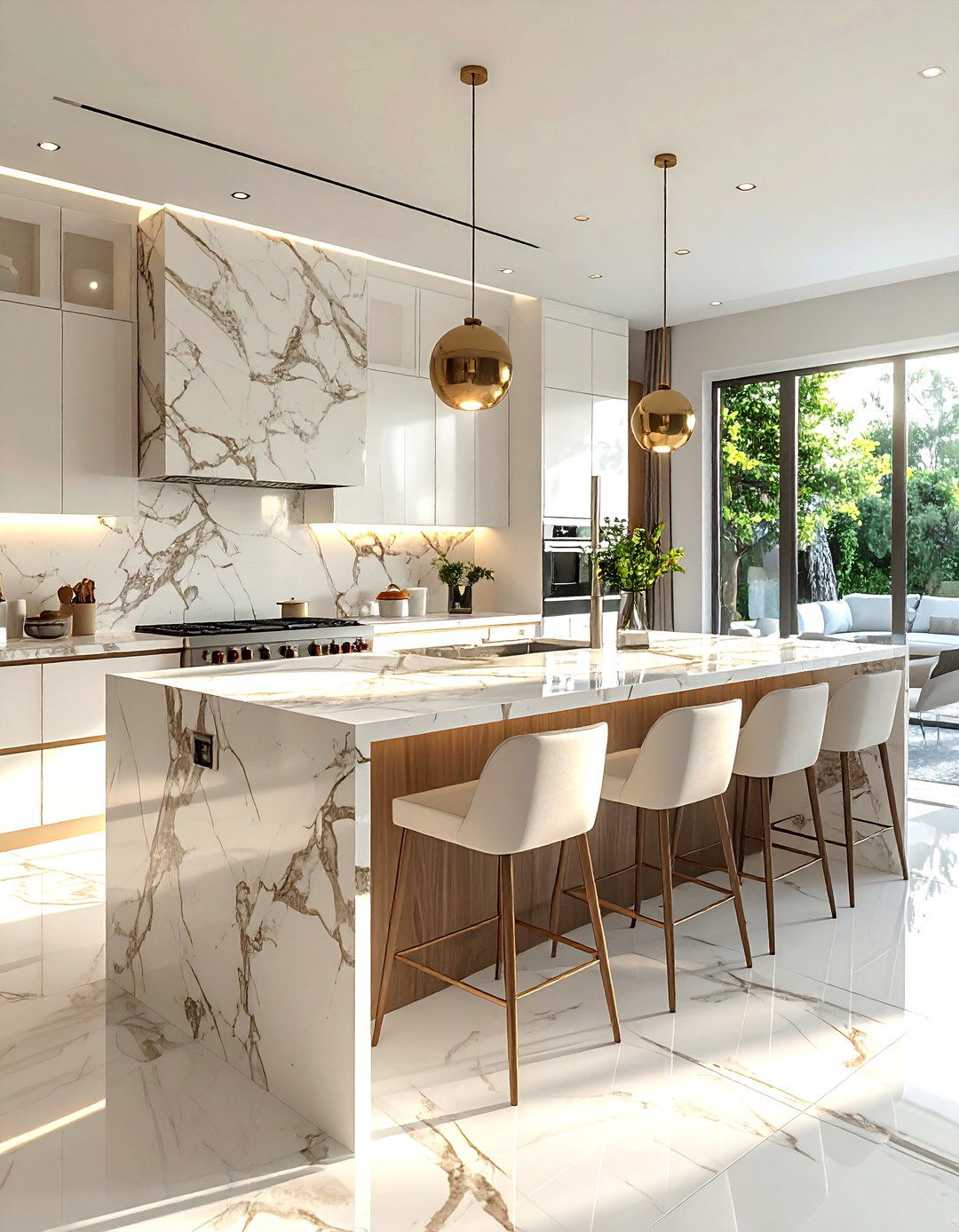 Luxury marble kitchen island - 30 marble backsplash kitchen ideas