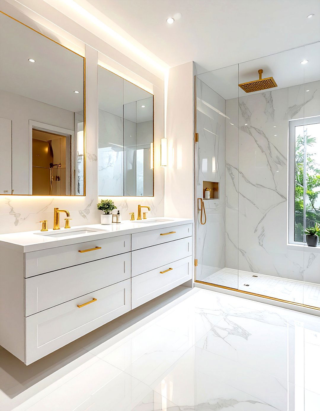 Luxury master bathroom gold white - 30 gold and white bathroom ideas
