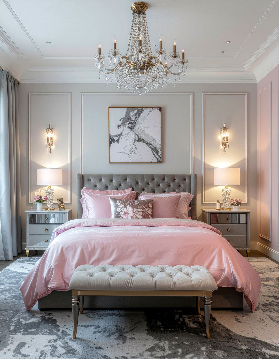Luxury pink gray bedroom suite - 30 pink and gray bedroom ideas