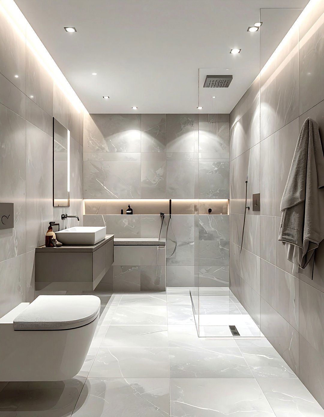 Luxury spa large tile bathroom - 30 oversized tile bathroom ideas