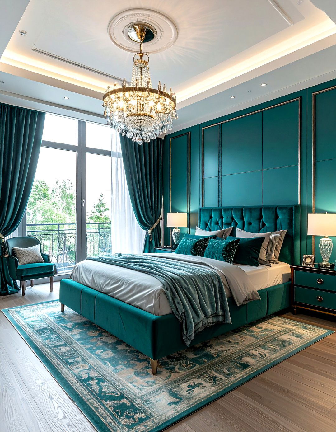 Luxury teal bedroom