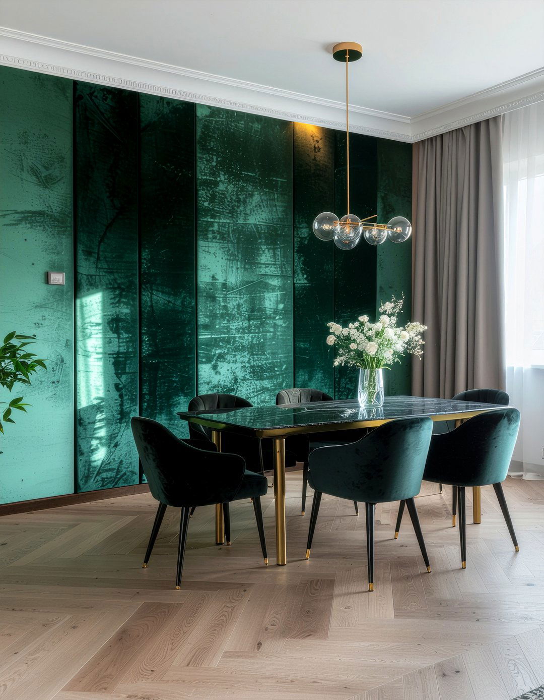 Luxury velvet wall panel dining room - 30 dining room paneling ideas