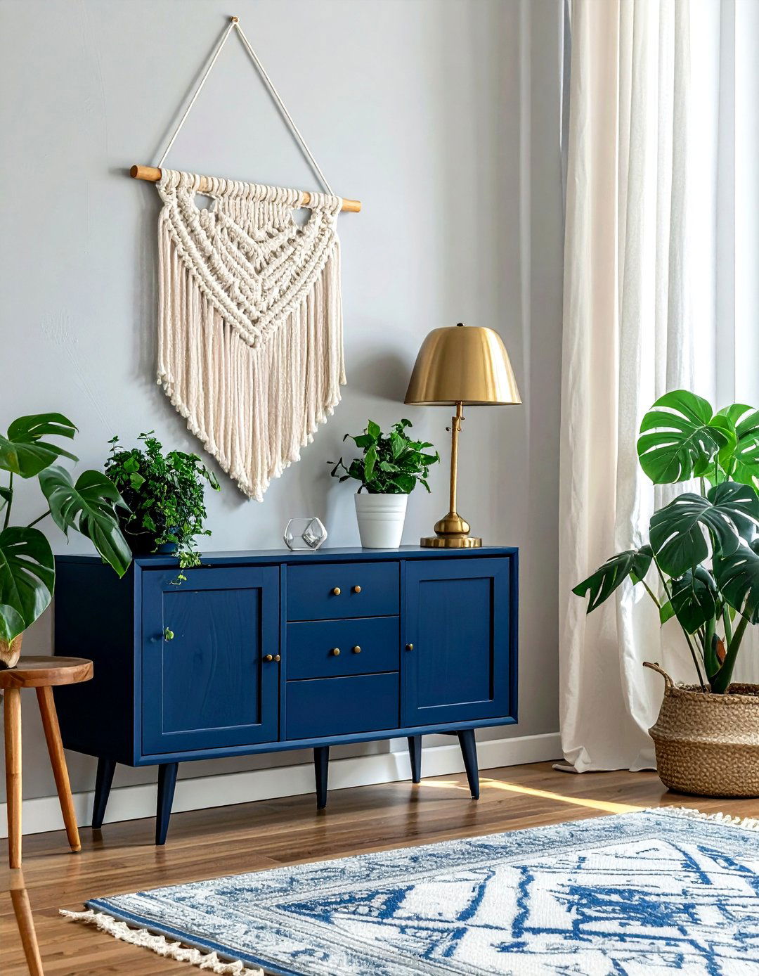 Macrame Decor On Painted Wood - 30 mixed texture decor ideas