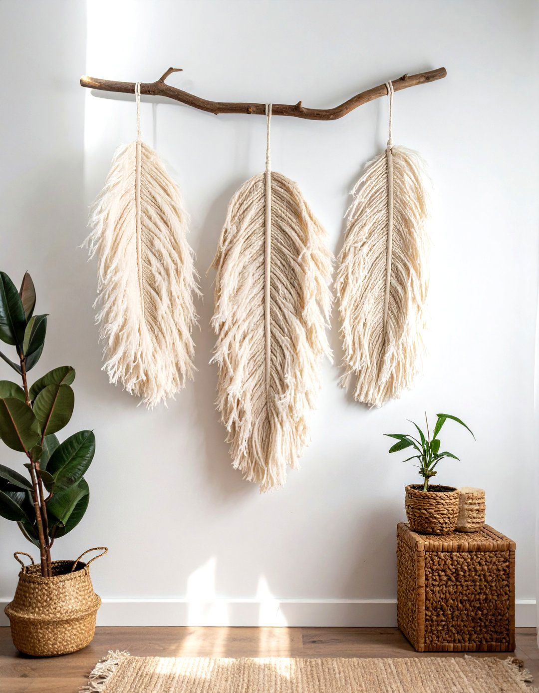 Macrame Feather Wall Art - 30 macrame ideas