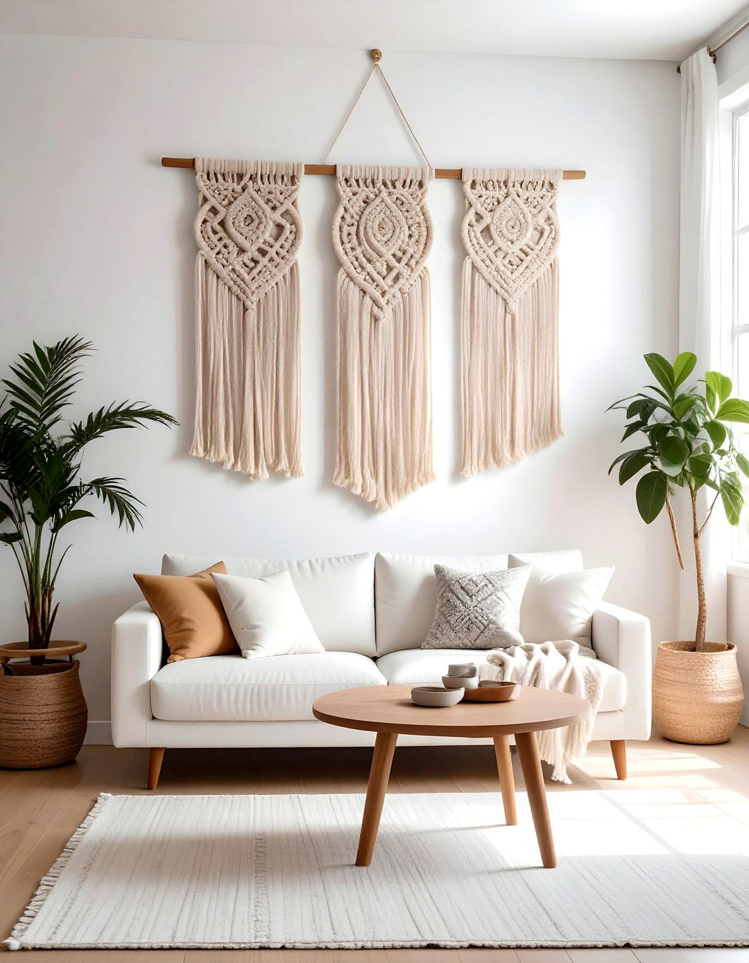 Macrame Fringe Wall Art - 30 living room macrame wall hangings