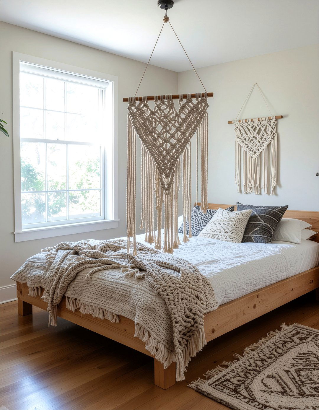 Macrame Hanging Screen - 30 bedroom screen ideas