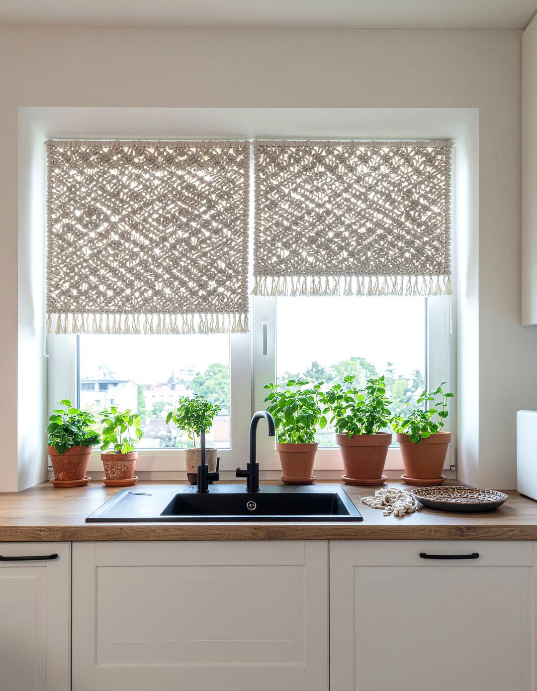 Macrame Kitchen Valance - 30 kitchen valance ideas