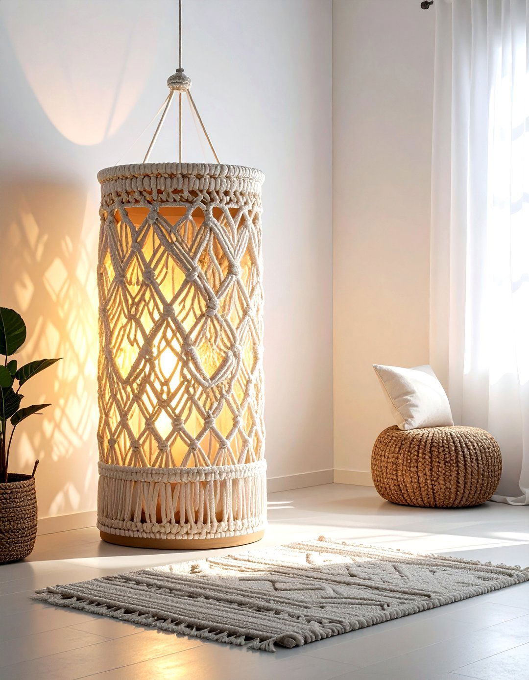Macrame Lampshade - 30 macrame ideas