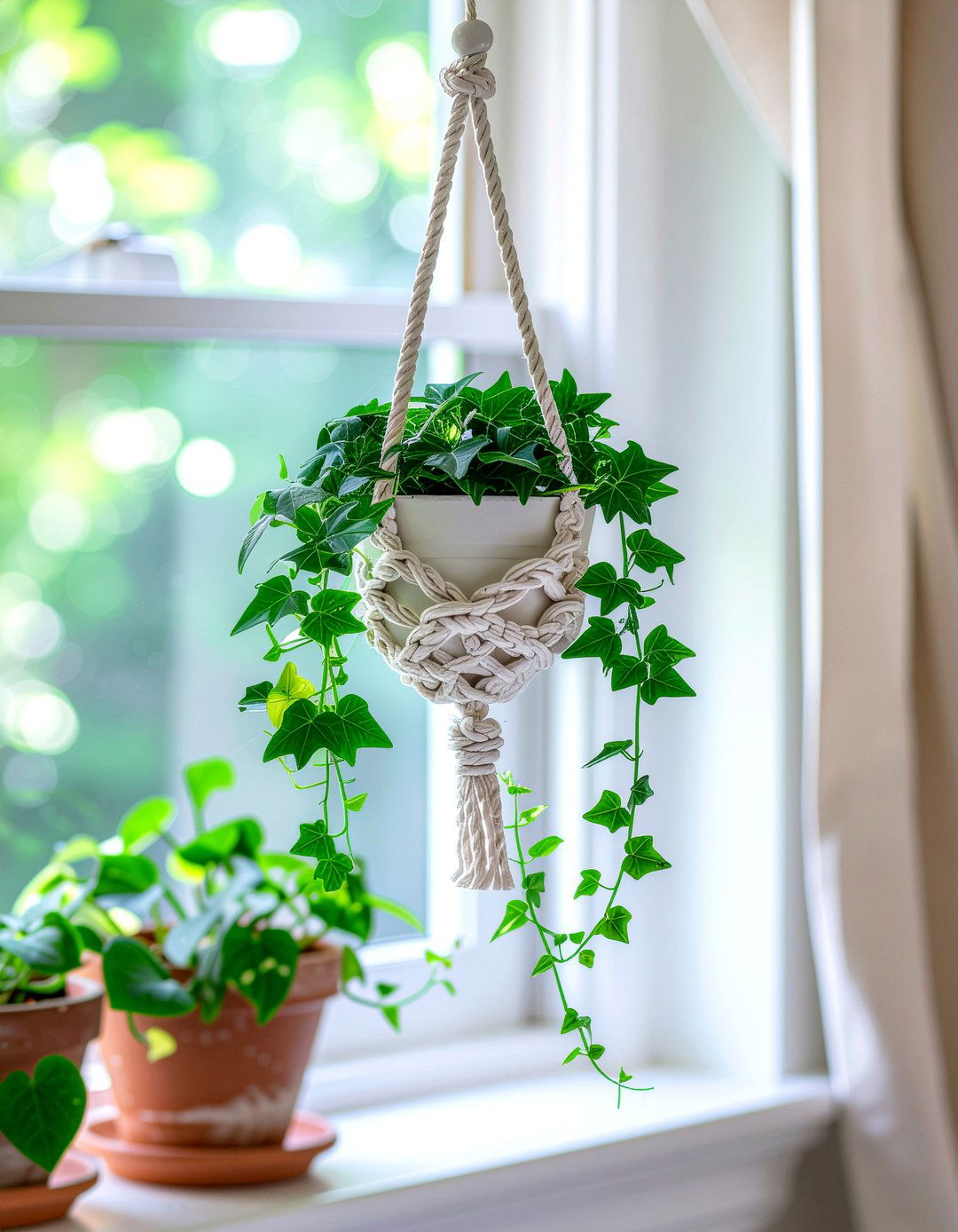 Macrame Plant Hanger - 30 handwoven bedroom ideas