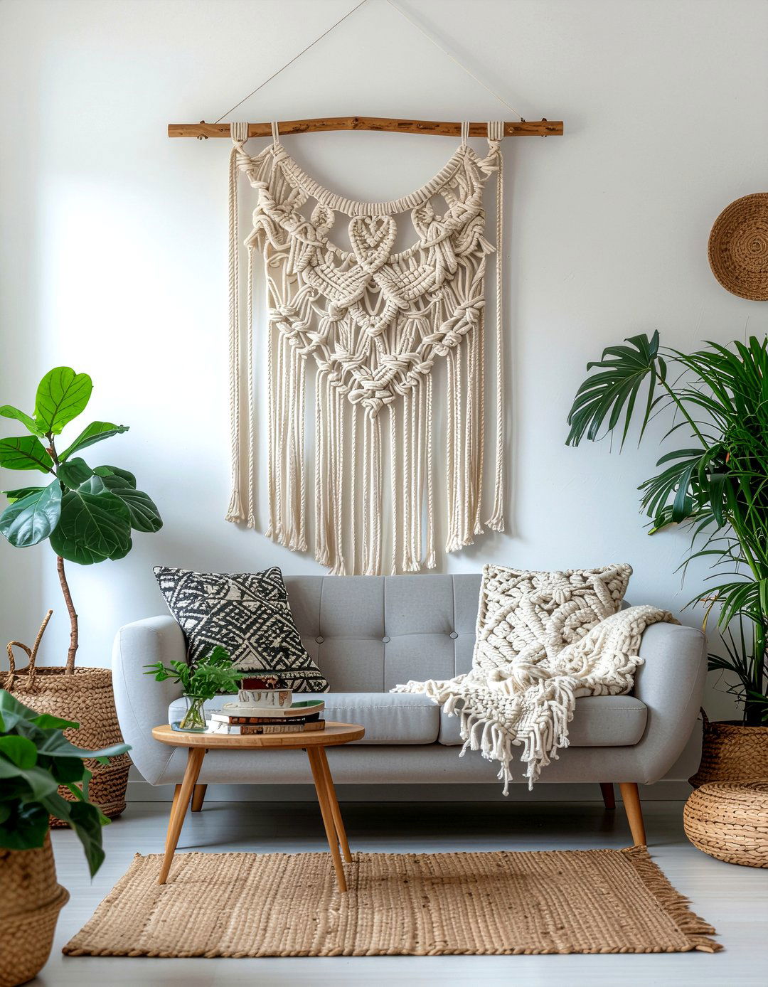 Macrame Wall Hanging - 30 command strip living room ideas