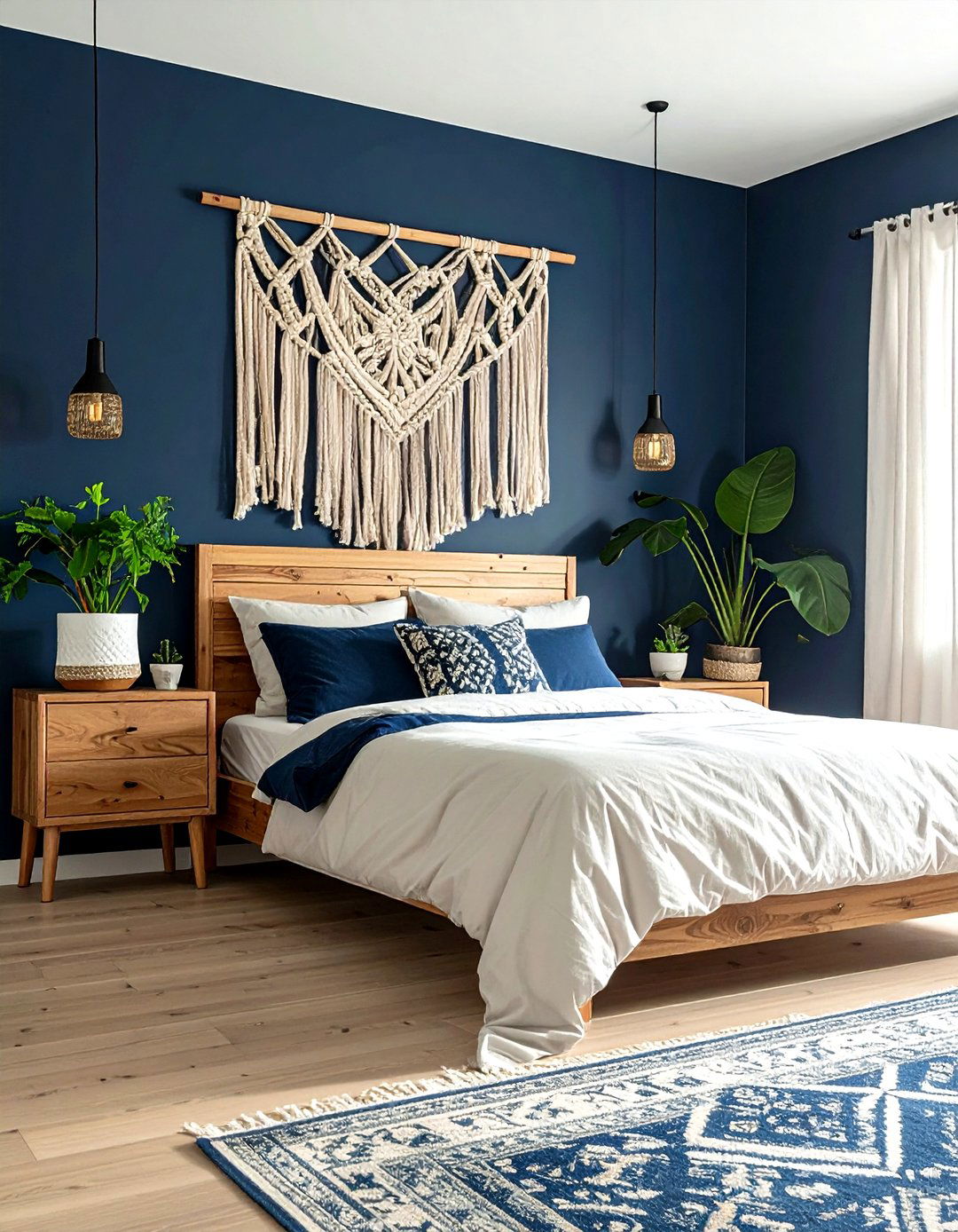 Macrame Wall Hanging Navy Bedroom - 30 bohemian navy bedroom ideas
