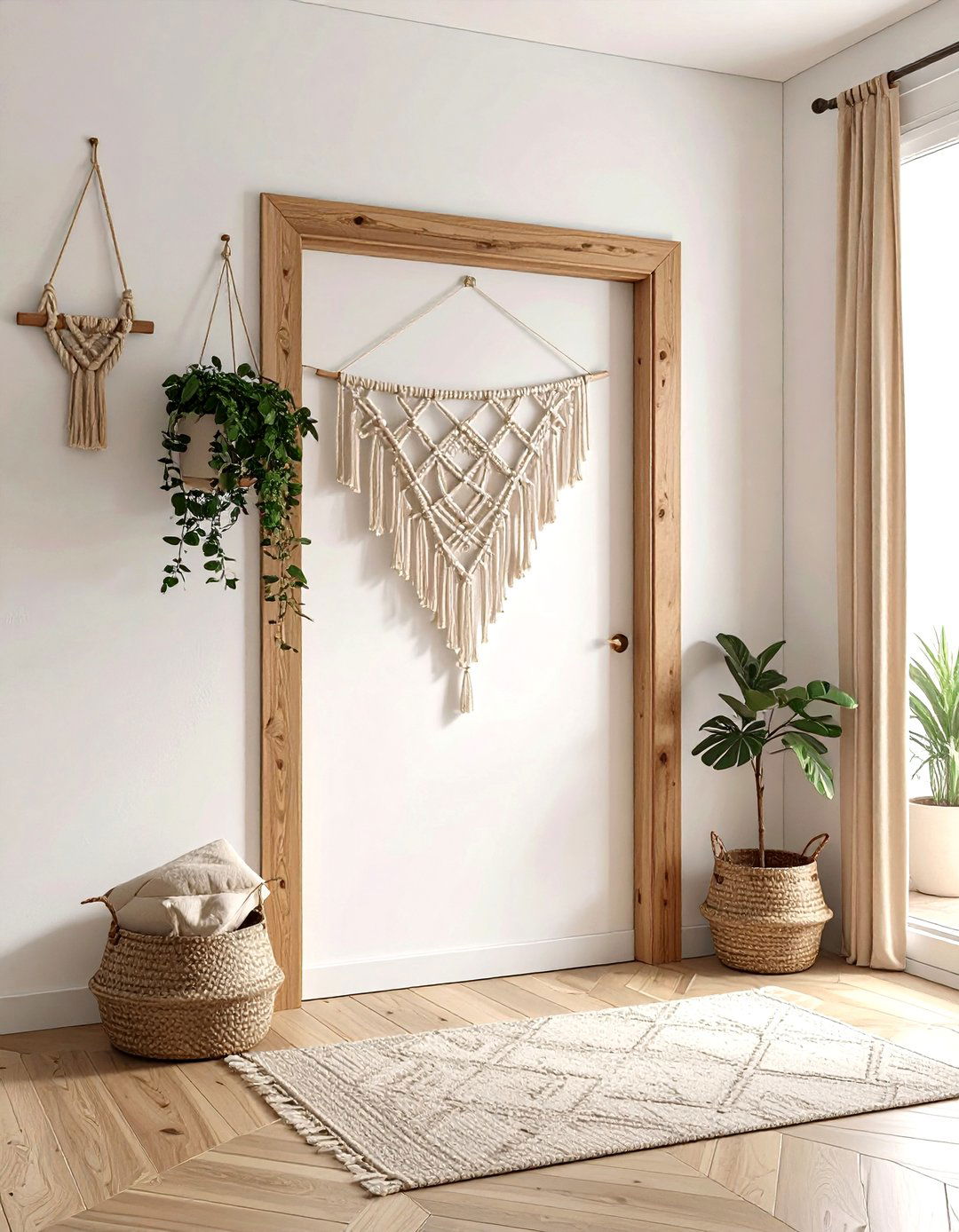 Macrame banner wall decor - 30 macrame living room ideas