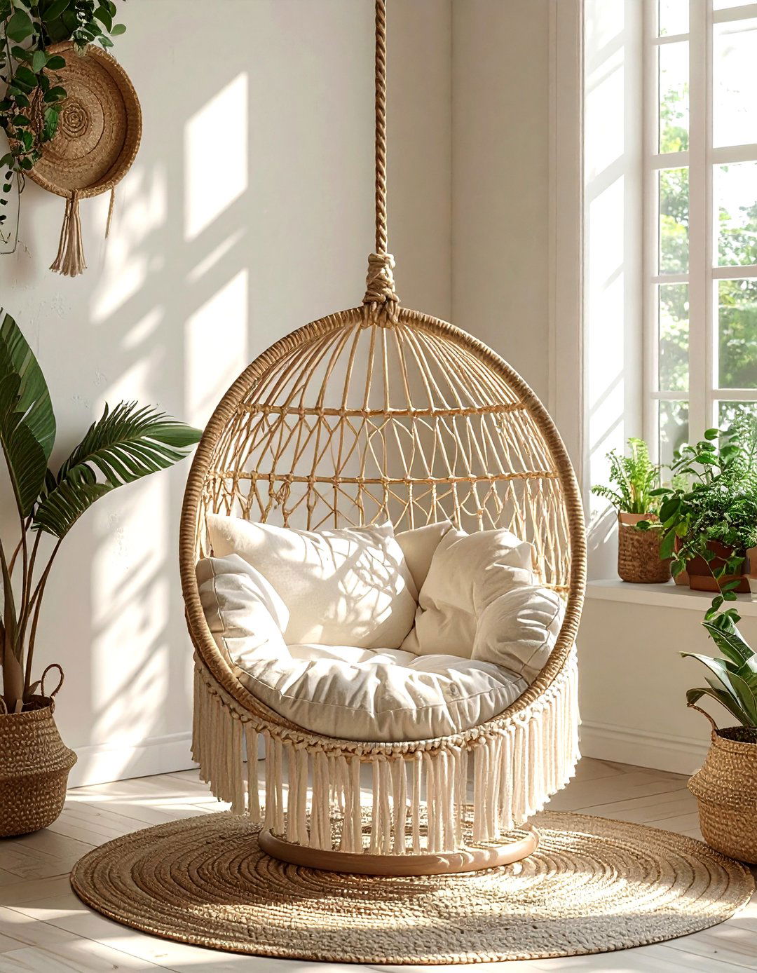 Macrame chair hammock seating - 30 macrame living room ideas