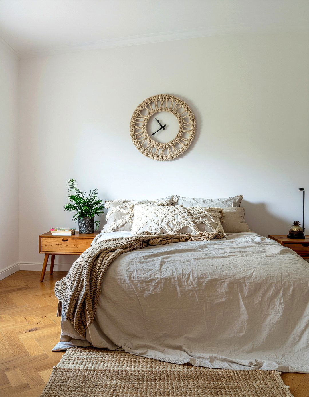 Macrame clock frame - 30 macrame bedroom ideas