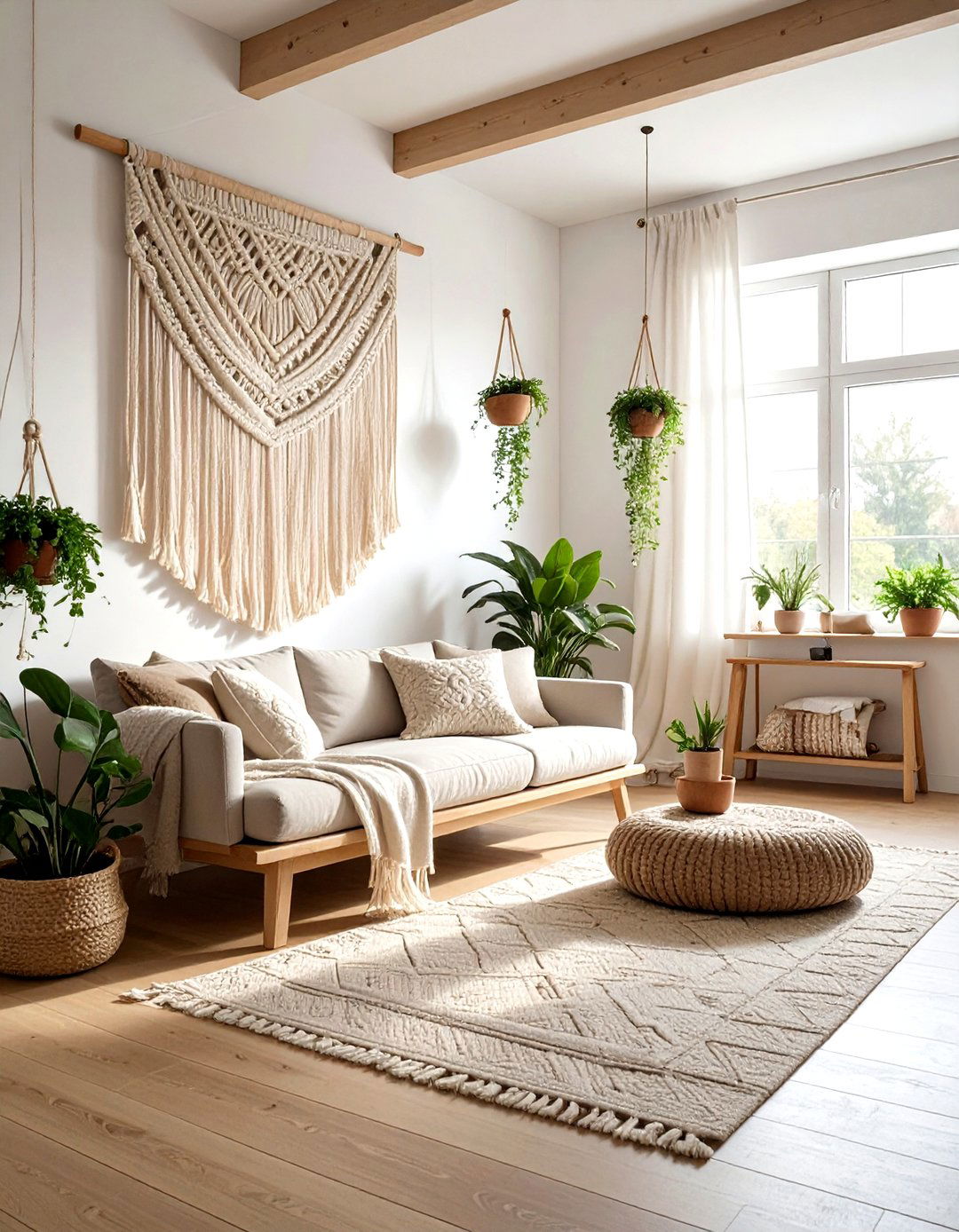 Macrame decor living room - 30 living room texture layering ideas