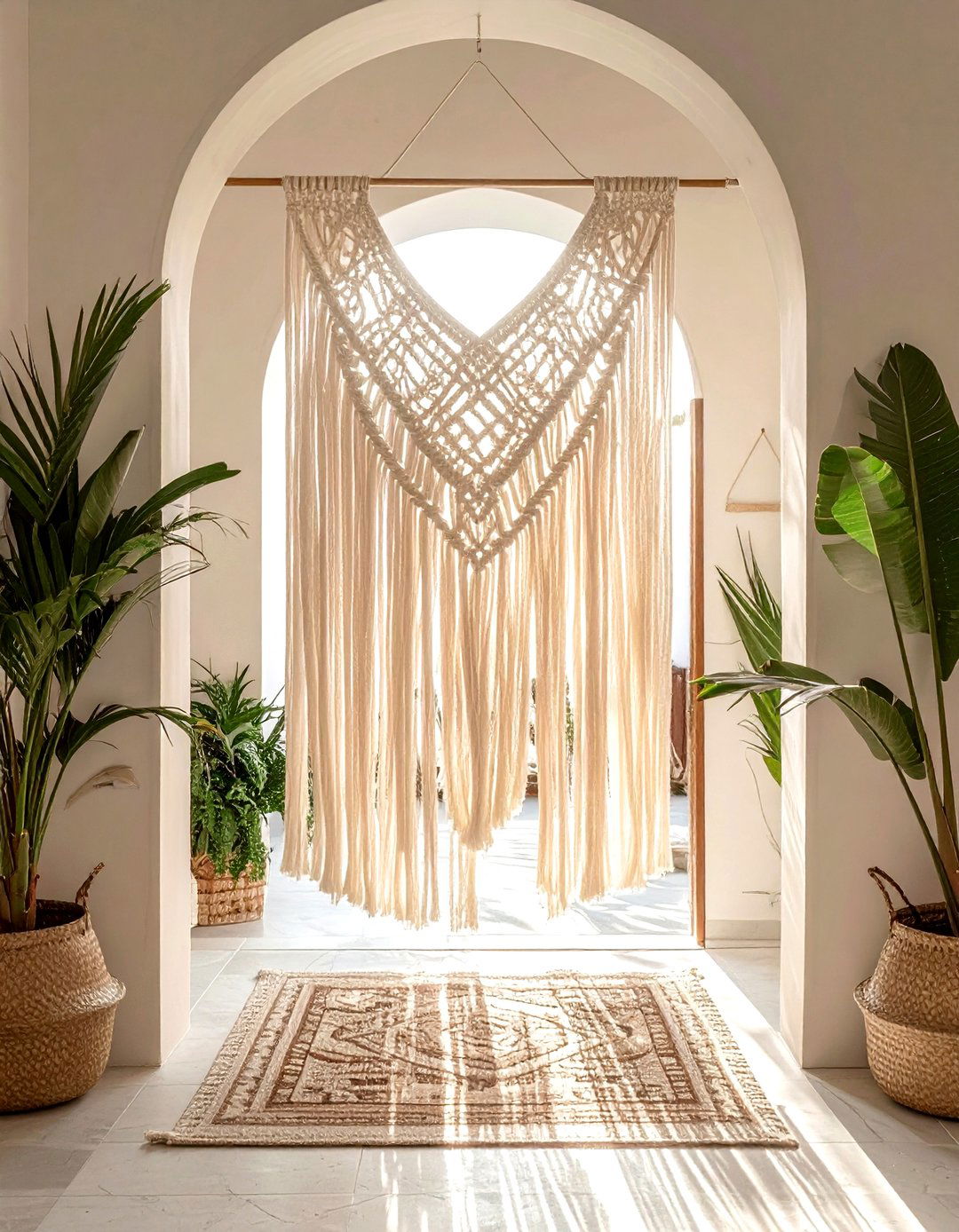 Macrame door hanging fringe - 30 macrame living room ideas