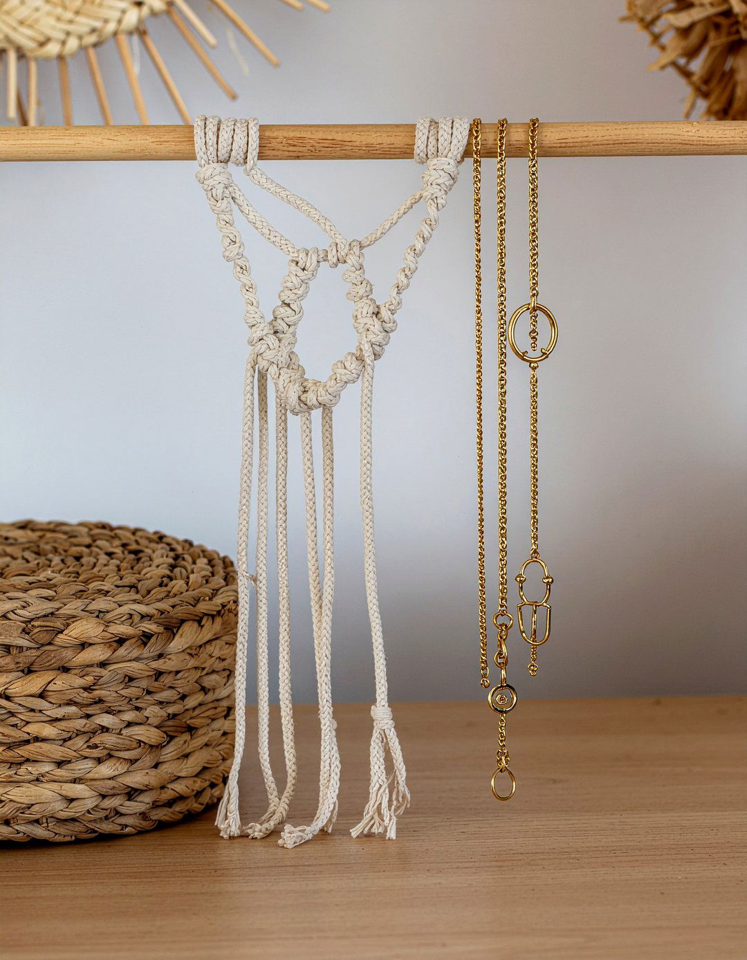 Macrame jewelry organizer - 30 macrame bedroom ideas