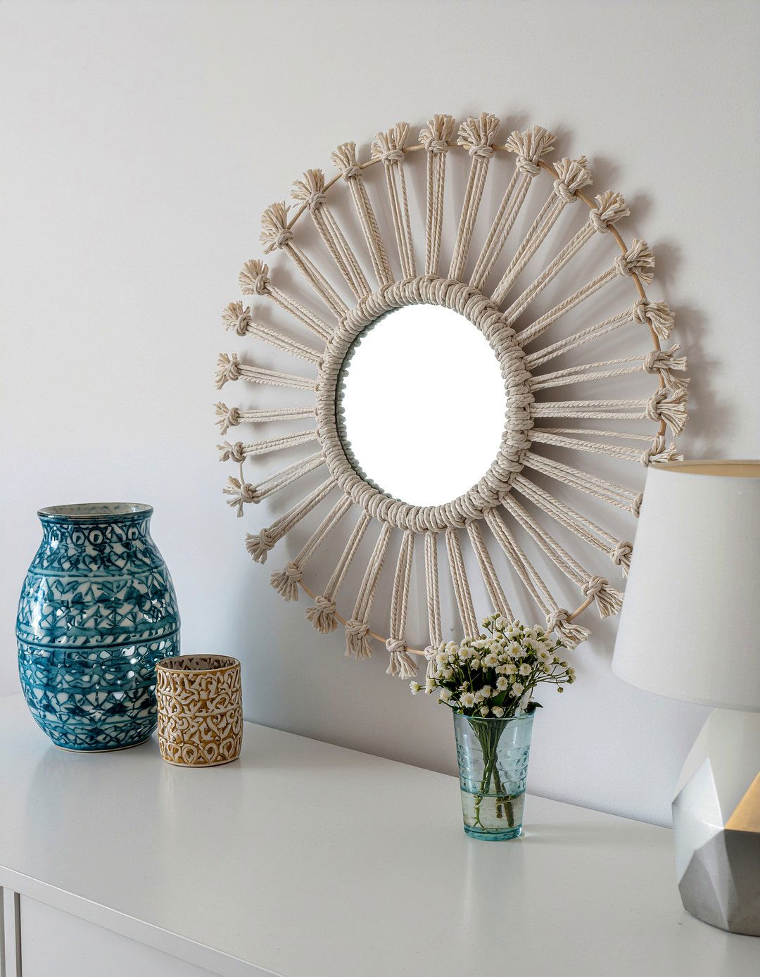 Macrame mirror frame - 30 macrame bedroom ideas