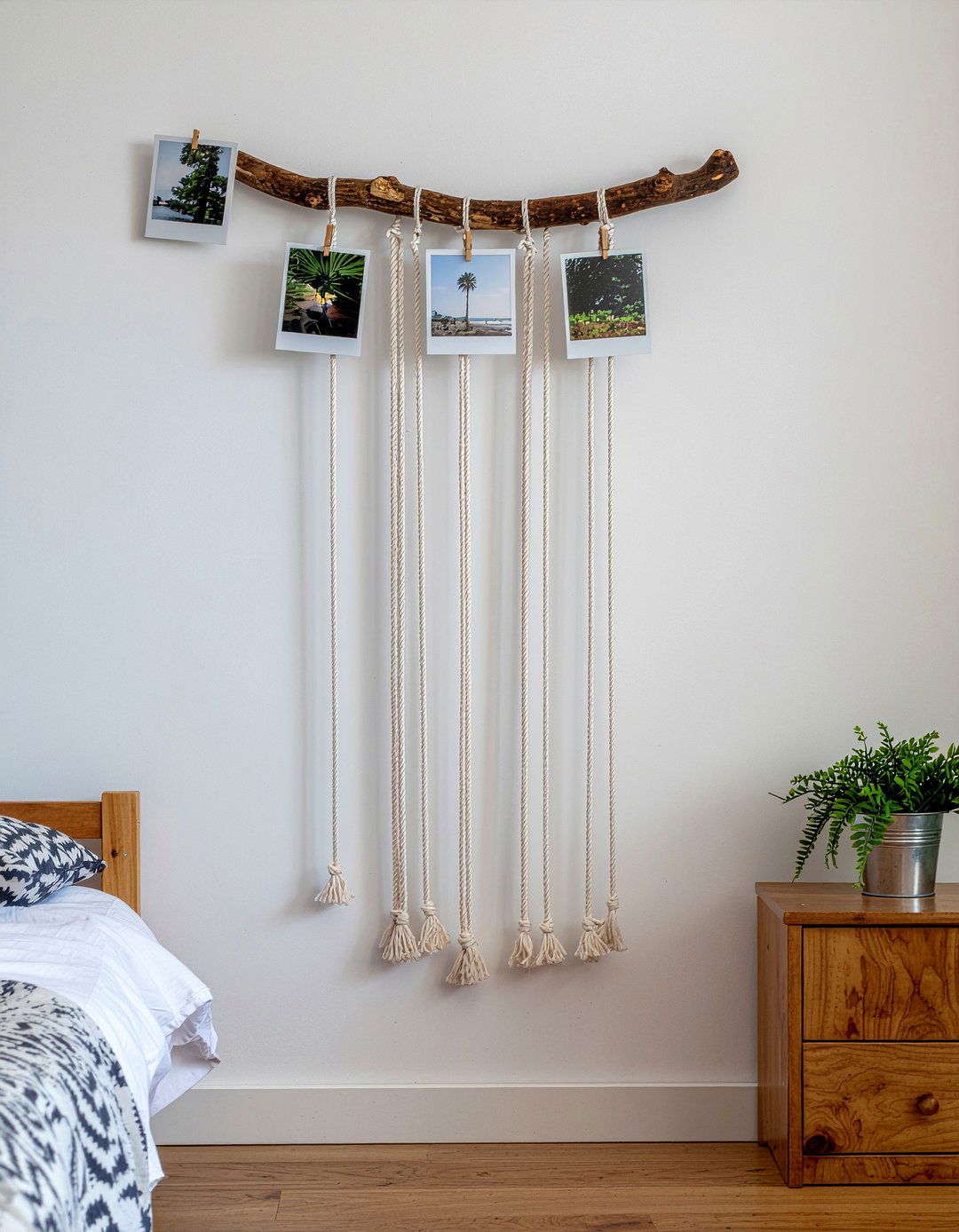 Macrame picture display - 30 macrame bedroom ideas